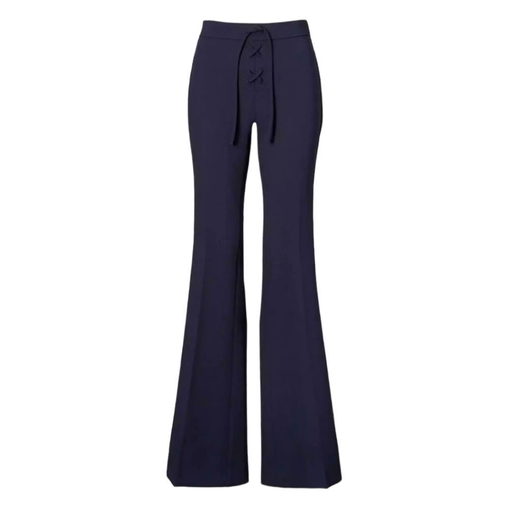 Banana Republic × Olivia Palermo Navy Lace Up Flared Pants Military Stri…